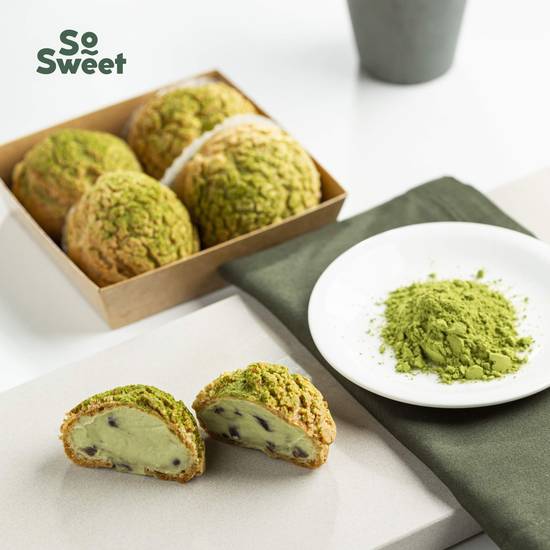 Matcha Crispy Cream Puff 4Pc 抹茶红豆泡芙